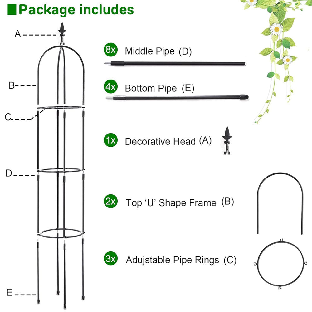 63 inch 2Pcs Black Garden Obelisk Trellis for Climbing Plants