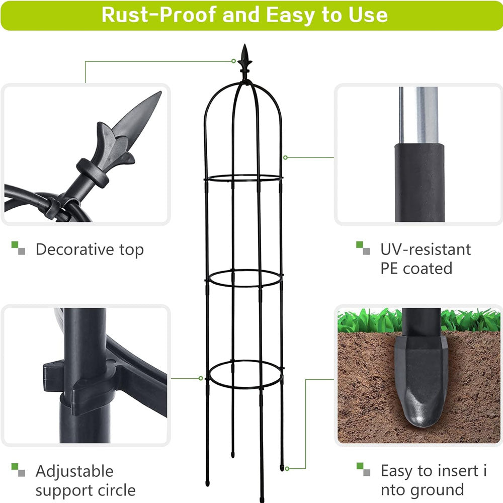 63 inch 2Pcs Black Garden Obelisk Trellis for Climbing Plants