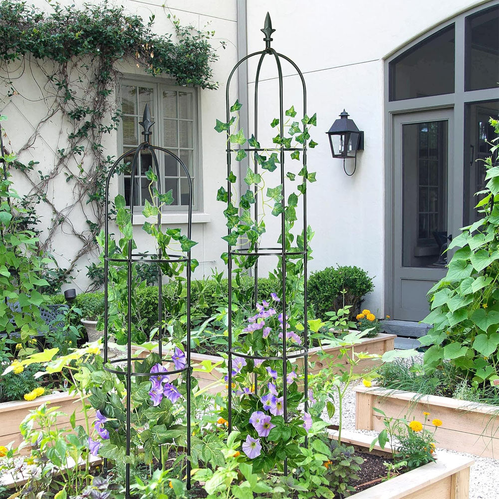 63 inch 2Pcs Black Garden Obelisk Trellis for Climbing Plants
