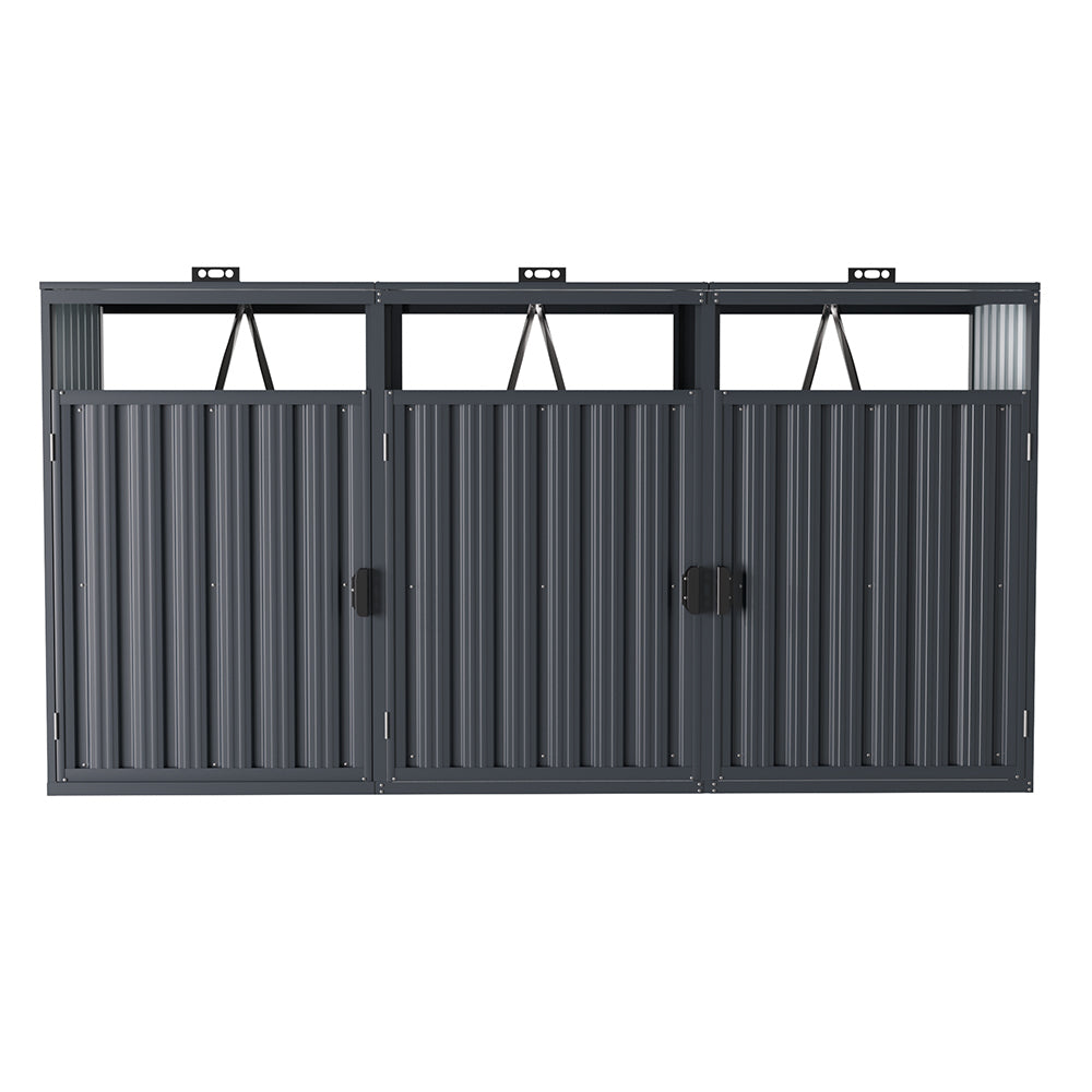 5/8x3ft Dark Grey Garden Metal Bin Storage Shed