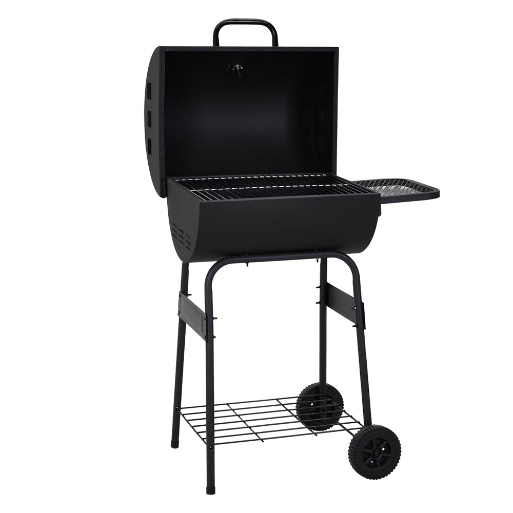 Garden Portable Charcoal BBQ Grill with Thermometer and Side Prep Panels
