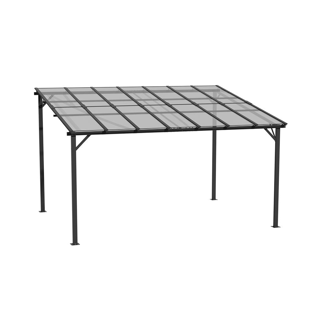 Grey 12x10ft Wall-Mount Outdoor Canopy with Metal Frame - White Background