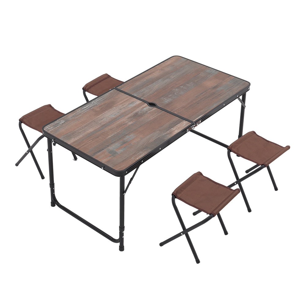 Outdoor Foldable Camping Table with Four Stools