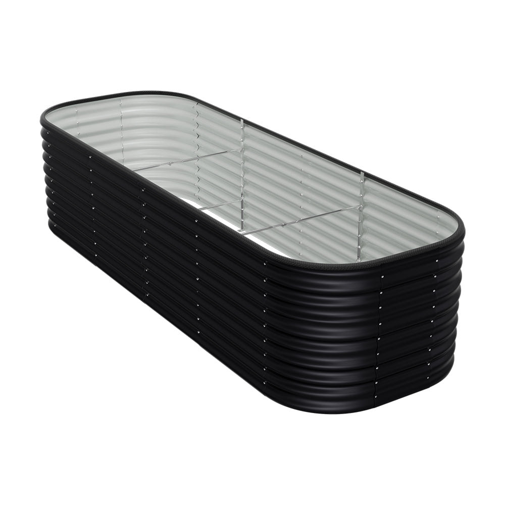 Oval-shaped raised garden bed in anthracite – galvanized steel construction, perfect for outdoor planting