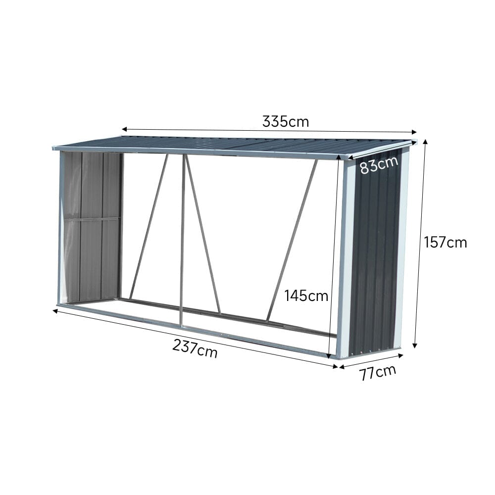 Dimensions of 11x3ft Black Lean-to Metal Storage Shed – Full Measurement Guide