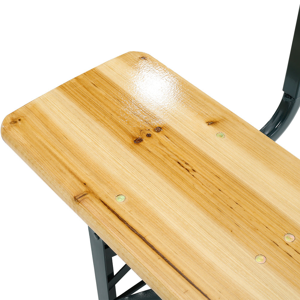 Set of 2 Folding Garden Benches with Backrest Cedar Wood Outdoor Bar Chairs Living and Home