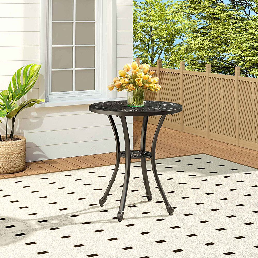 60cm Sunflower Round Patio Table with Umbrella Hole – Decorative Outdoor Garden Table
