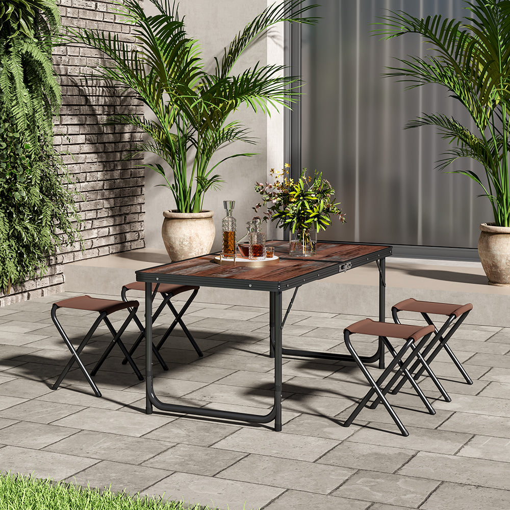 Outdoor Foldable Camping Table with Four Stools
