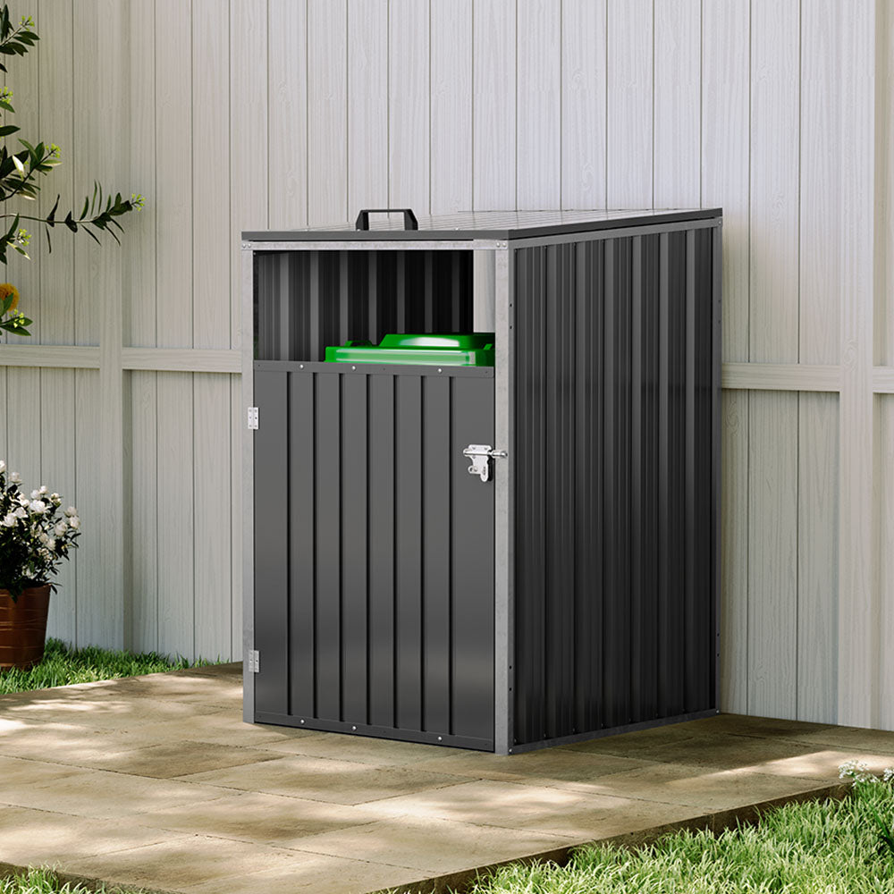 3x3ft Charcoal Black Outdoor Galvanized steel Garbage Can Storage Shed