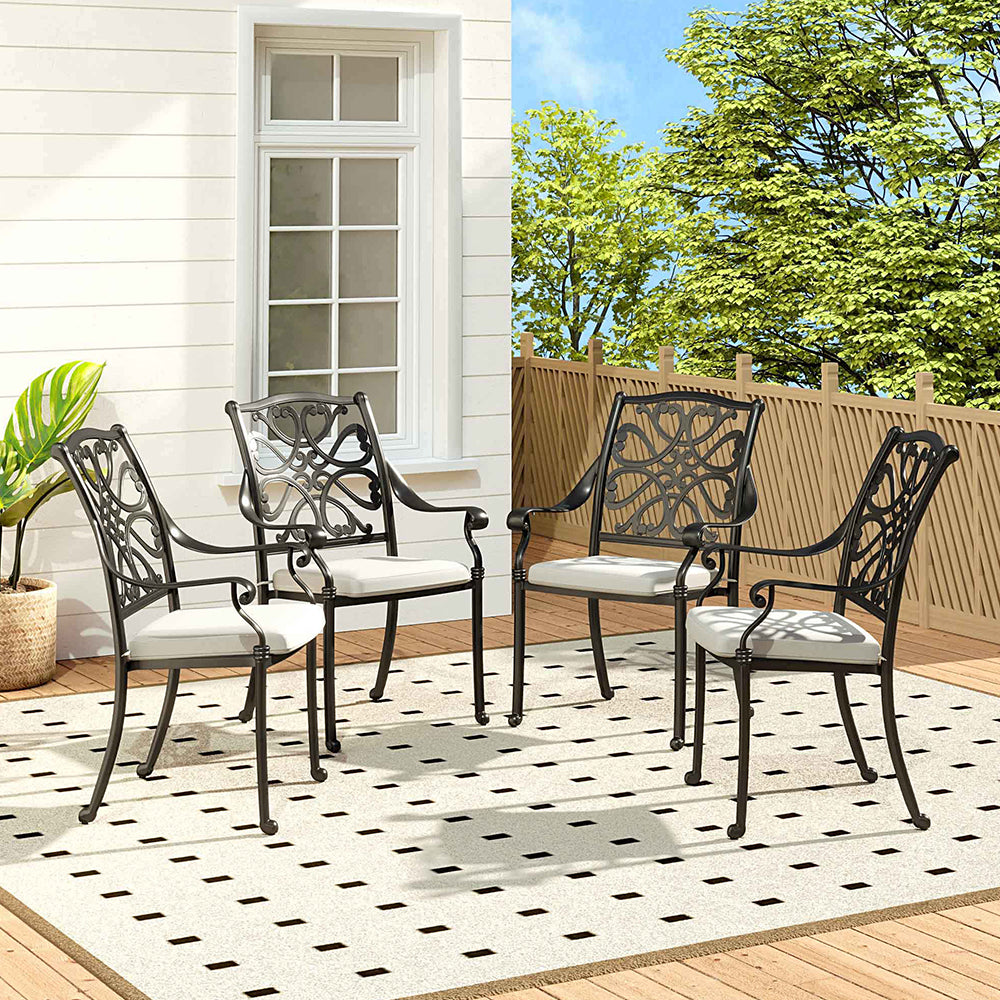 4 Pcs Cast Aluminum Patio Armchair with Cushion
