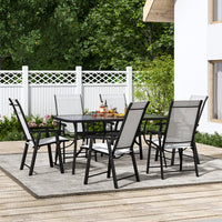 Garden Glass Dinning Table and Seater Set with Parasol Hole