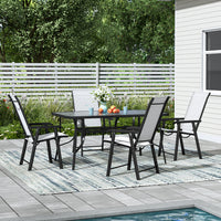 Garden Glass Dinning Table and Seater Set with Parasol Hole