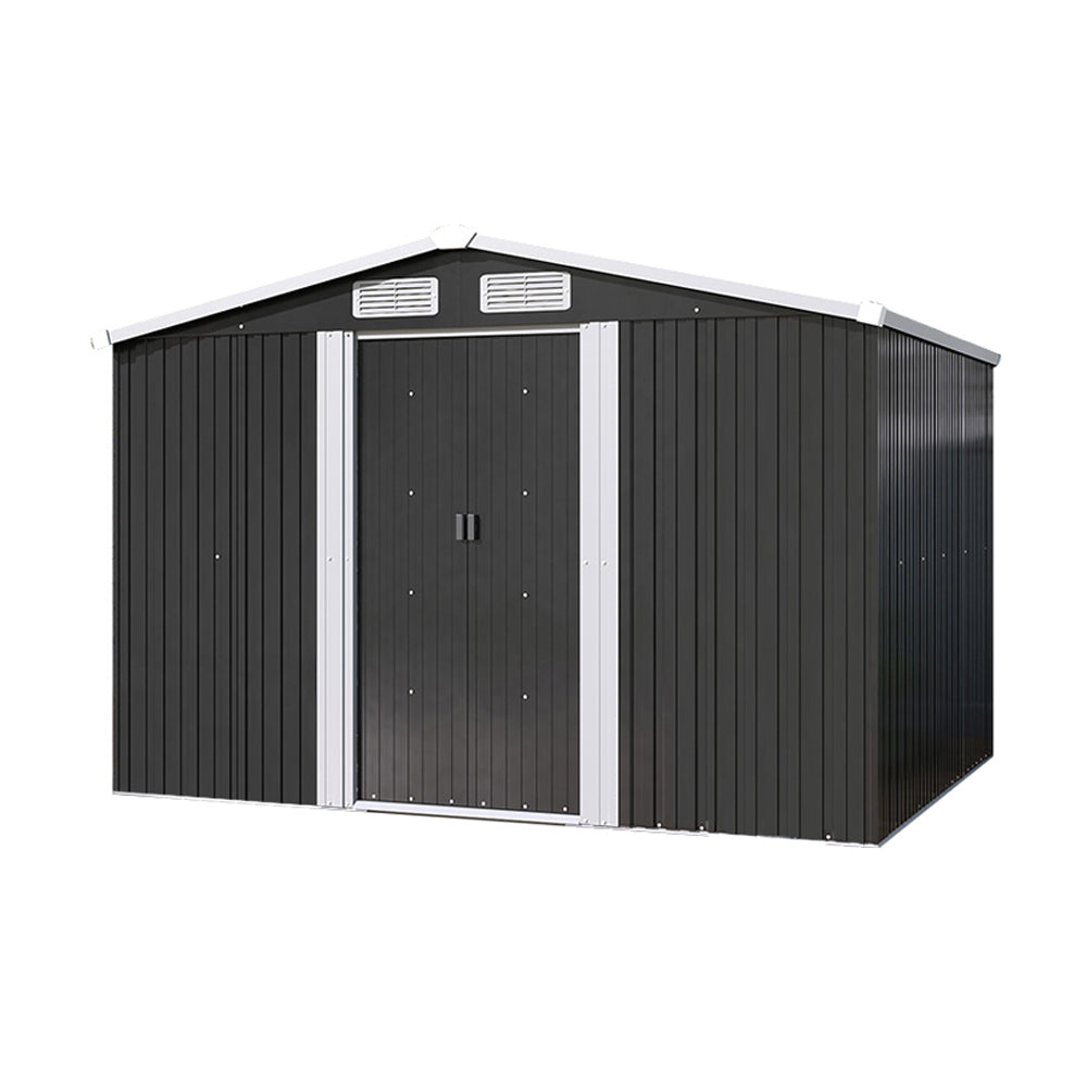 10x8ft Metal Garden Storage Shed With Gable Roof