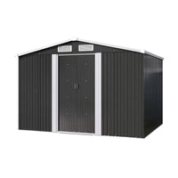10x8ft Metal Garden Storage Shed With Gable Roof