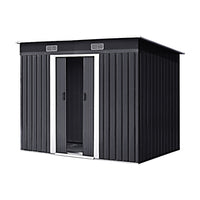 4x6ft Garden Steel Storage Shed with Sloped Top