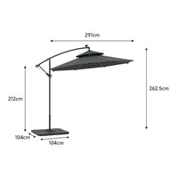 Octagon Double-Top Lighted Cantilever Parasol Umbrella with Base