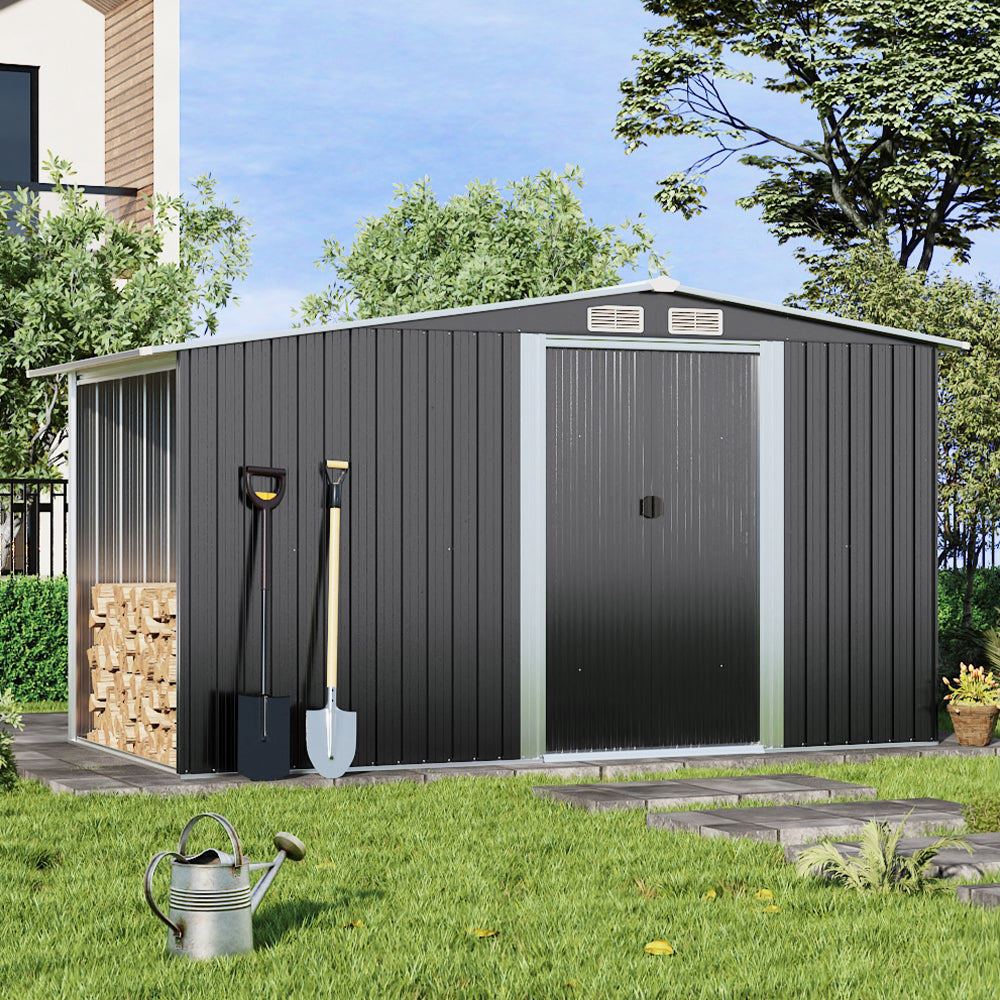 Galvanized Steel Garden Storage Shed with Gable Roof Top