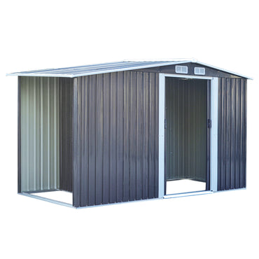 Galvanized Steel Garden Storage Shed with Gable Roof Top