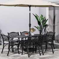 Set of 7 Retro Garden Bistro Set Cast Aluminum with Cushions Garden Dining Sets Living and Home 