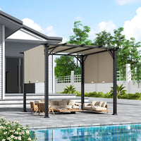 9.8' Outdoor Patio Pergola with Retractable Canopy