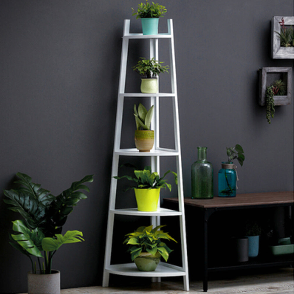 3/4/5 Tier Corner Ladder Shelf Bookcase Plant Flower Display Stand Storage Rack Bookcases & Standing Shelves Living and Home 