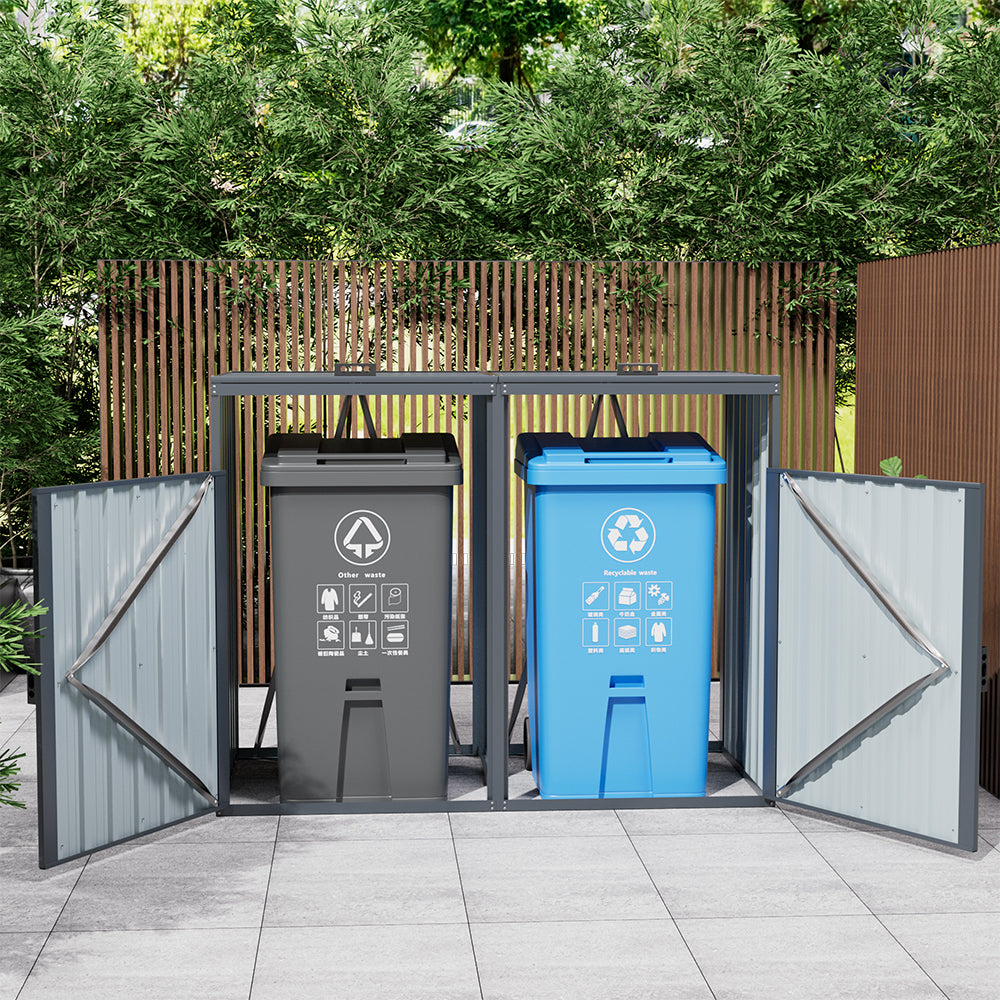 5/8x3ft Dark Grey Garden Metal Bin Storage Shed