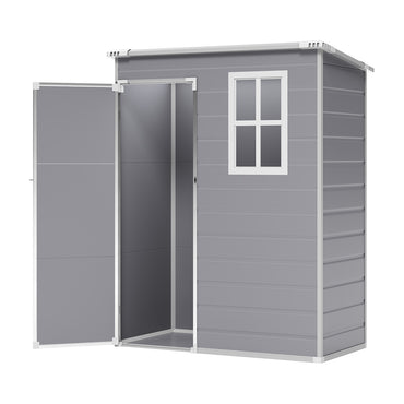 5x3ft Grey Outdoor Plastic Storage Shed with Sloped Top