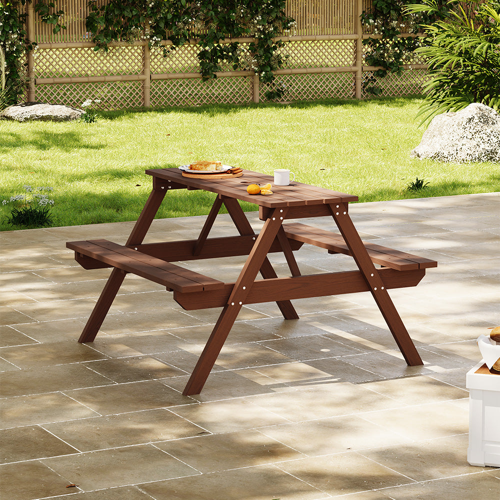 Solid Wood Rectangle Camping Table and Bench Sets