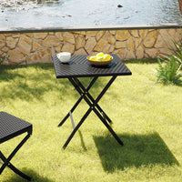 Square Rattan Folding Camping Table for Outdoor and Patio Use
