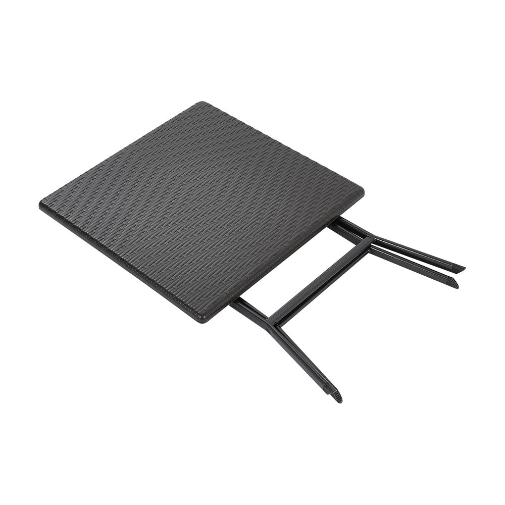 Square Rattan Folding Camping Table for Outdoor and Patio Use