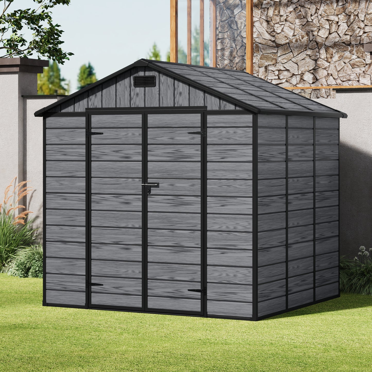Double Doors Waterproof Garden Storage Tool Shed with Window