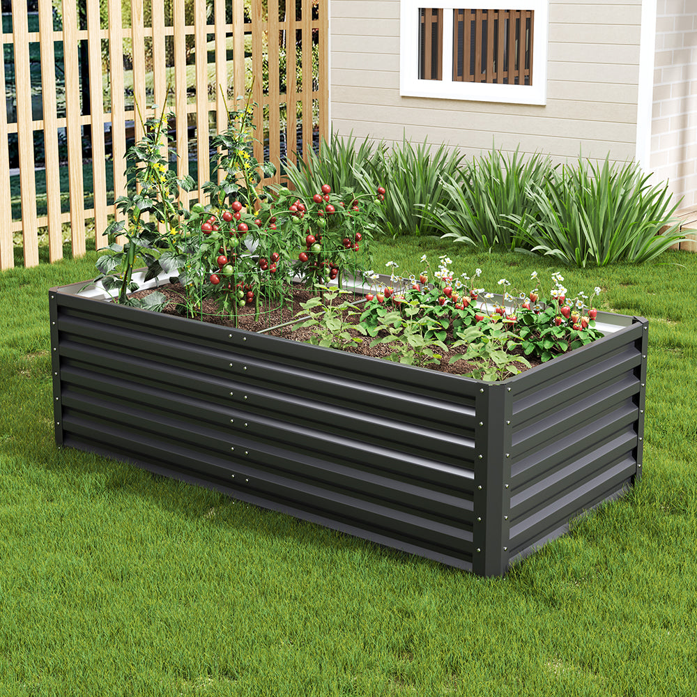 Outdoor galvanized steel raised planter box – ideal for gardening in small or limited space environments