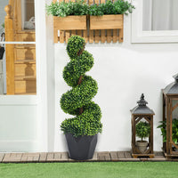 2 Pack Artificial Topiary Spiral Boxwood Tree Fake Plant