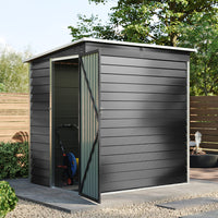 4x6ft Pent Roof Metal Garden Storage Shed with Lockable Door