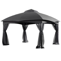 Dark grey garden gazebo with shade canopy – clean white background product photo