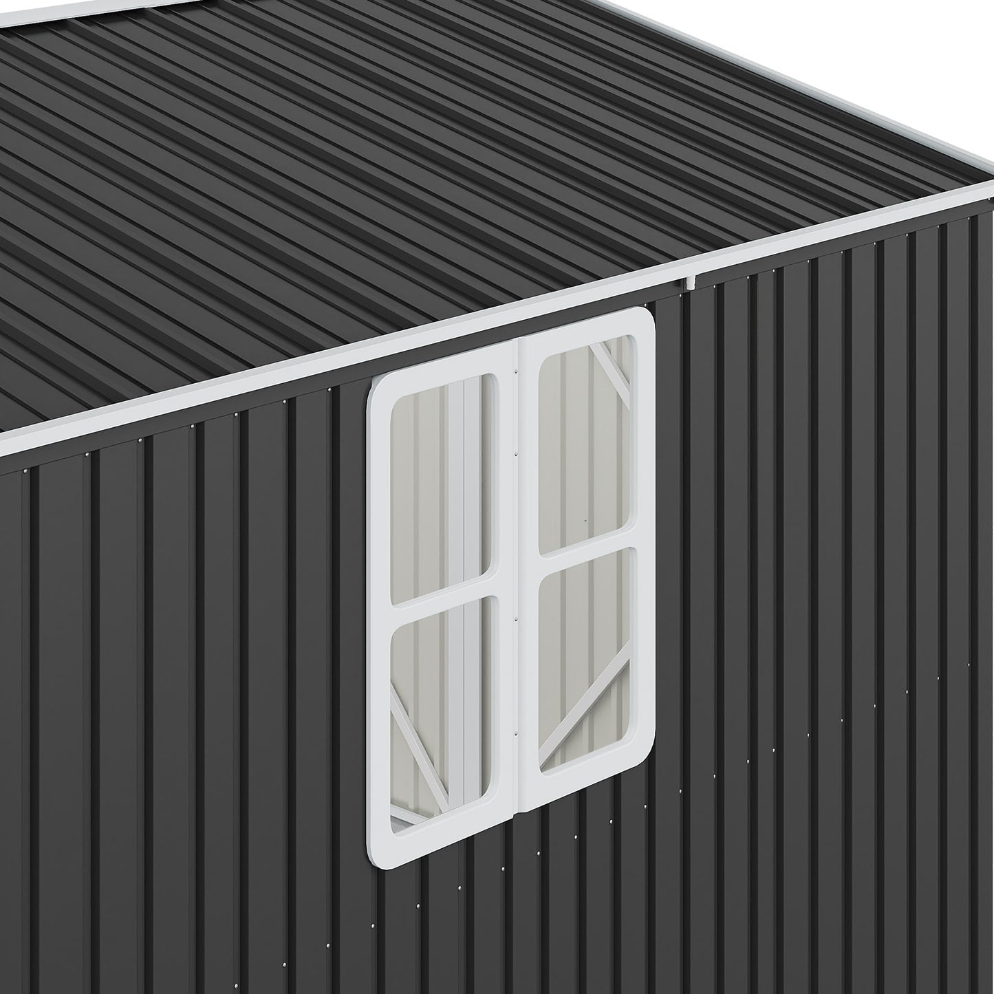 10ft Metal Garden Storage Shed with Apex Roof & Double Doors