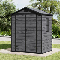 6x4ft Plastic Garden Shed Waterproof Outdoor Storage with Double Doors