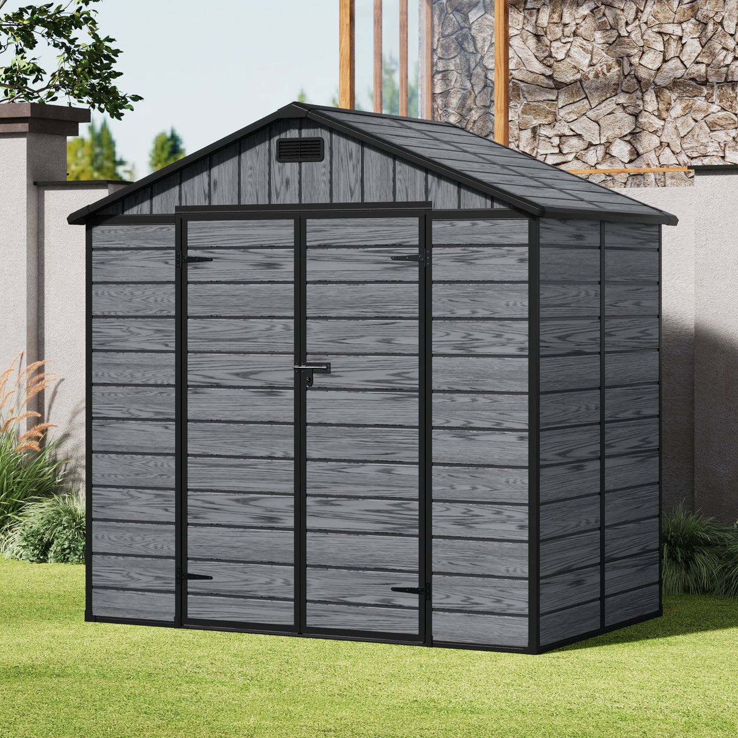 Double Doors Waterproof Garden Storage Tool Shed with Window