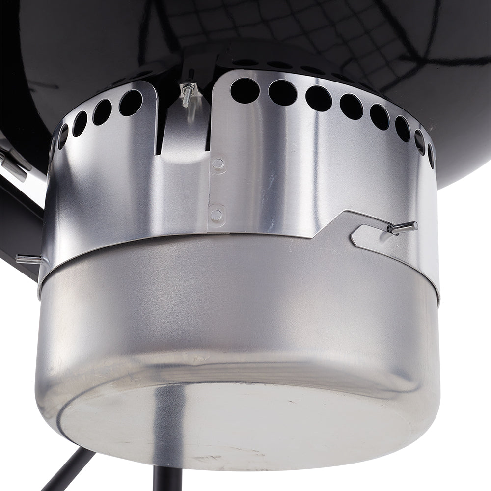 Black Outdoor Round Charcoal Grill with Side Table and Wheels