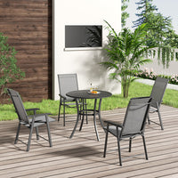 80cm Metal Slatted Round Garden Patio Table
