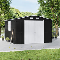10ft Metal Garden Storage Shed with Apex Roof & Double Doors