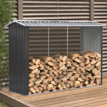 Outdoor Garden Log Storage Shed Steel Anthracite 240inchx86inchx160inch Garden Sheds Living and Home 