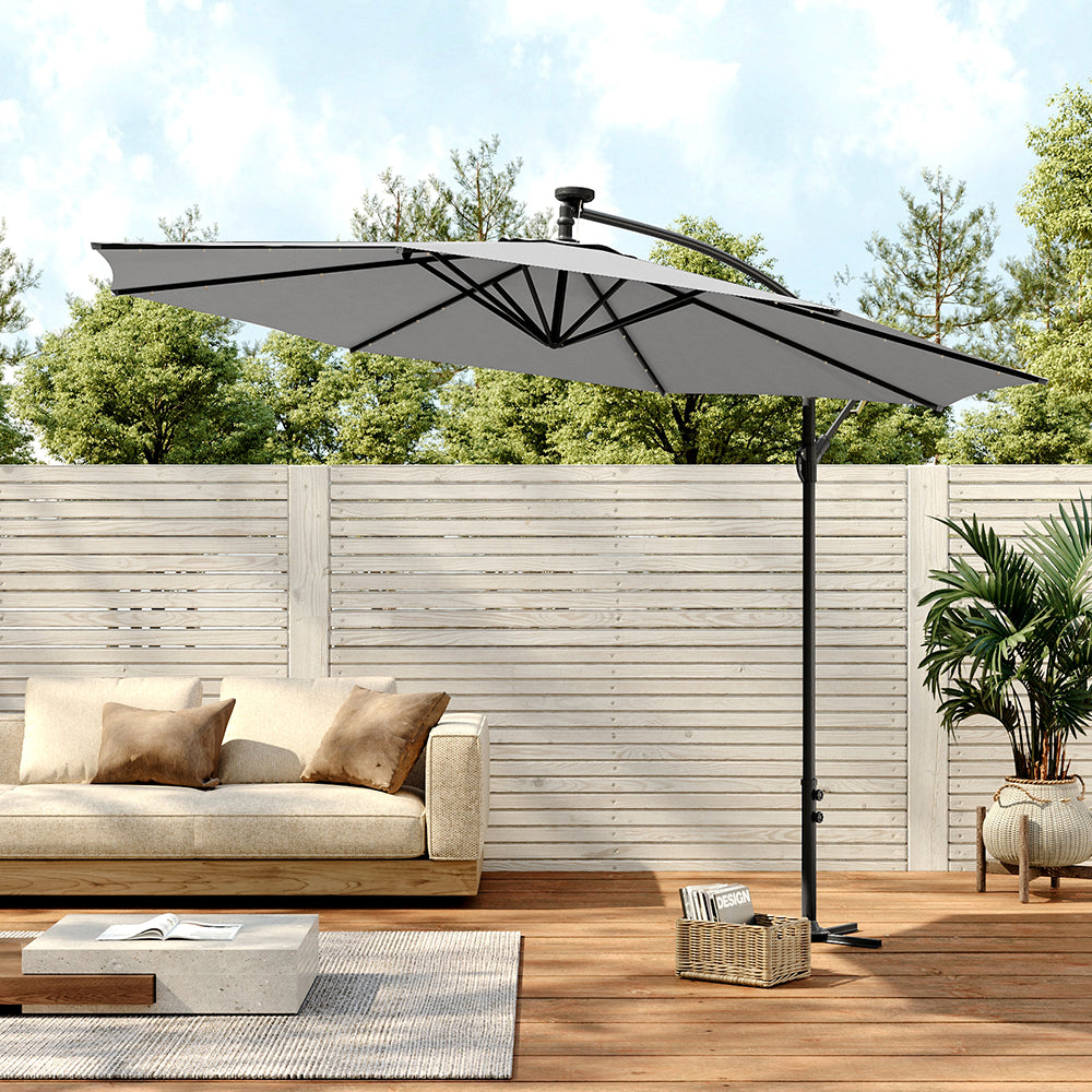 3M Garden Octagon Cantilever Parasol Umbrella with LED