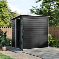 4x6ft Pent Roof Metal Garden Storage Shed with Lockable Door