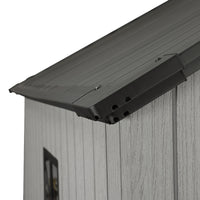 6ft Grey Wood Grain Tool Shed with Apex Roof & Lockable Door