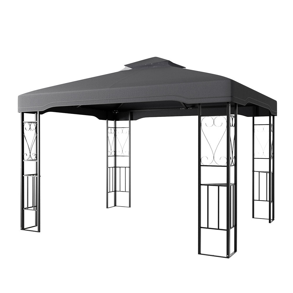 Dark Grey Outdoor Gazebo Shade Canopy with Steel Frame – Product Display on White Background