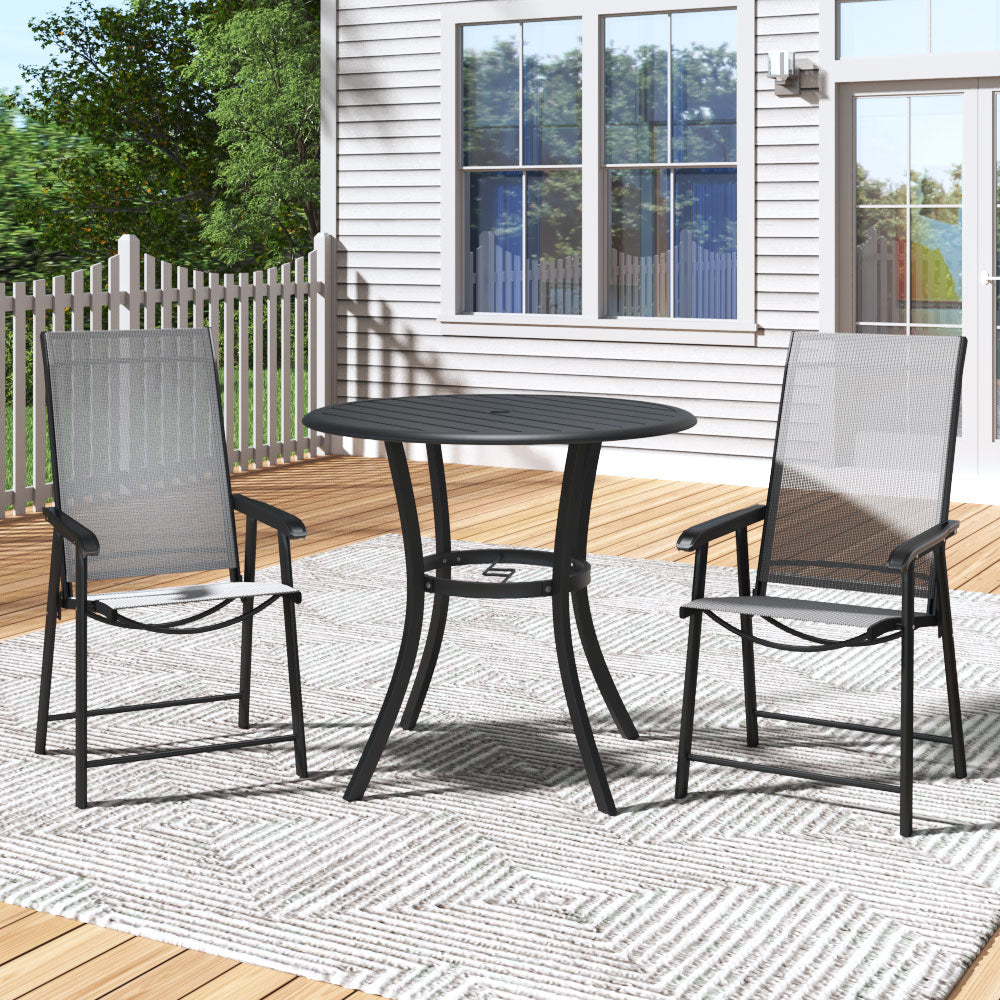 80cm Metal Slatted Round Garden Patio Table