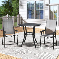 80cm Metal Slatted Round Garden Patio Table