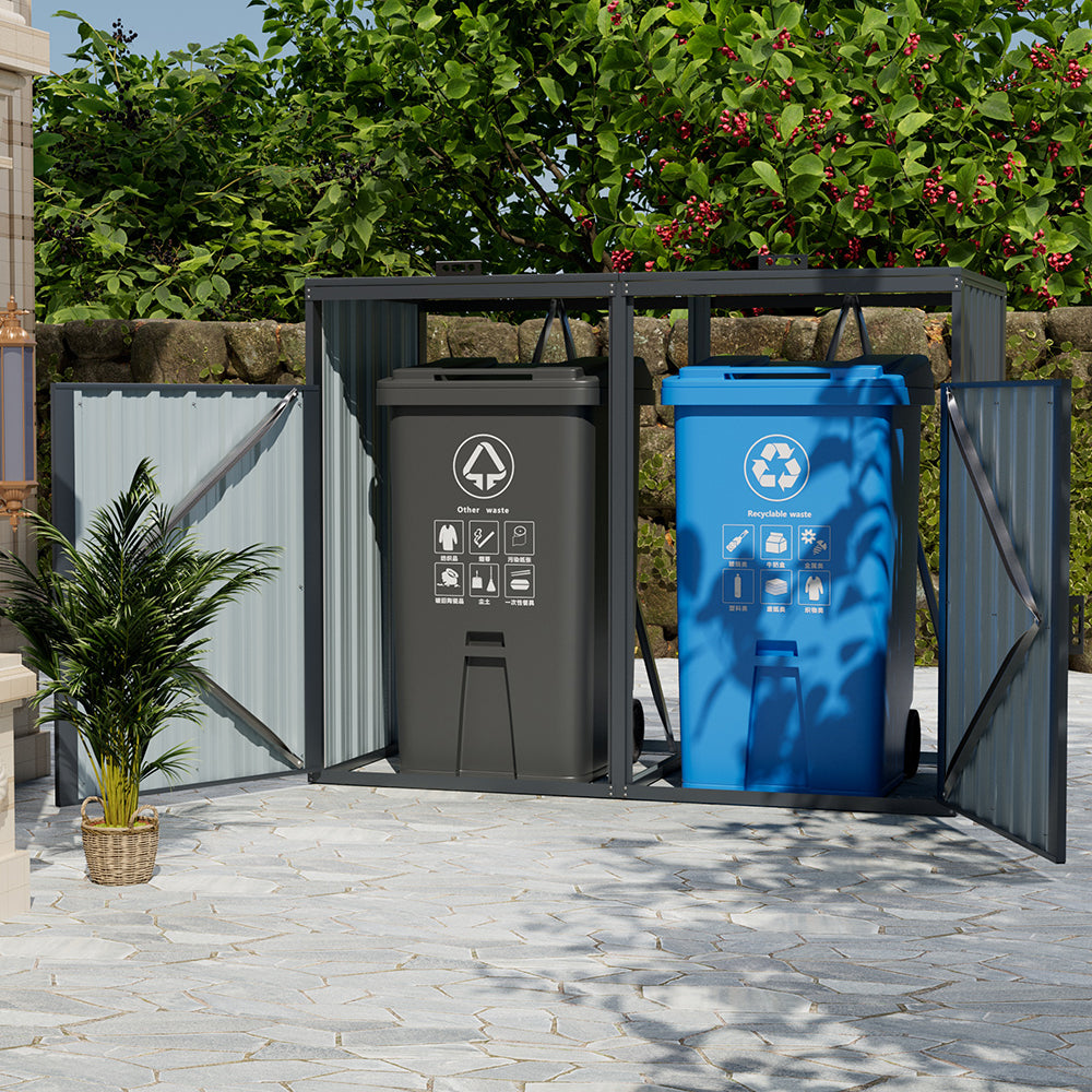 5/8x3ft Dark Grey Garden Metal Bin Storage Shed