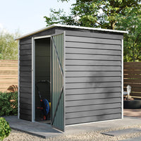 4x6ft Pent Roof Metal Garden Storage Shed with Lockable Door